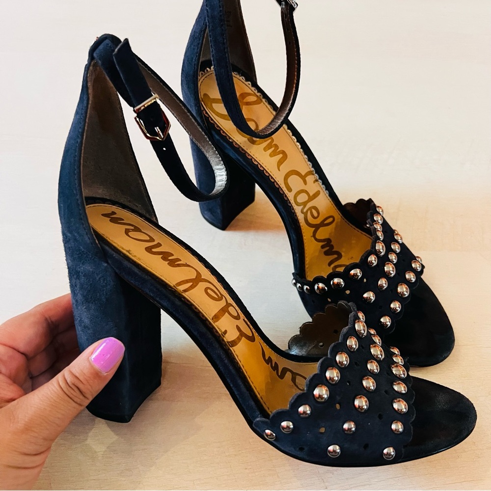 Sam Edelman Yaria Leather Studded Heels Size 7.5